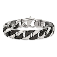Chisel Stainless Steel Polished Black IP-plated 8.5 inch Curb Bracelet