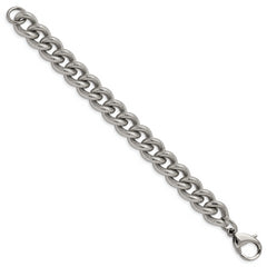 Chisel Stainless Steel Polished and Textured 14.5mm 8.25 inch Curb Bracelet