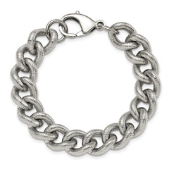 Chisel Stainless Steel Polished and Textured 14.5mm 8.25 inch Curb Bracelet