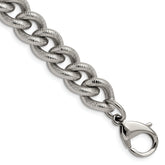 Chisel Stainless Steel Polished and Textured 14.5mm 8.25 inch Curb Bracelet