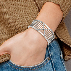 Stainless Steel 25mm Polished with Swarovski Crystals X Cuff Bangle