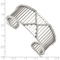 Stainless Steel 25mm Polished with Swarovski Crystals X Cuff Bangle