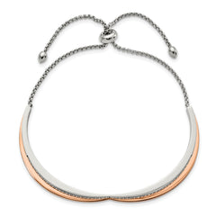 Chisel Stainless Steel Polished Rose IP-plated with Crystal from Swarovski Heart Shaped Adjustable Bangle Bracelet - Up to 9.5