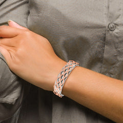 Stainless Steel 16mm Polished Rose IP-plated w/Swarovski Crystal Bangle