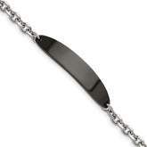 Chisel Stainless Steel Polished Cable Chain Black IP-plated 8 inch ID Bracelet