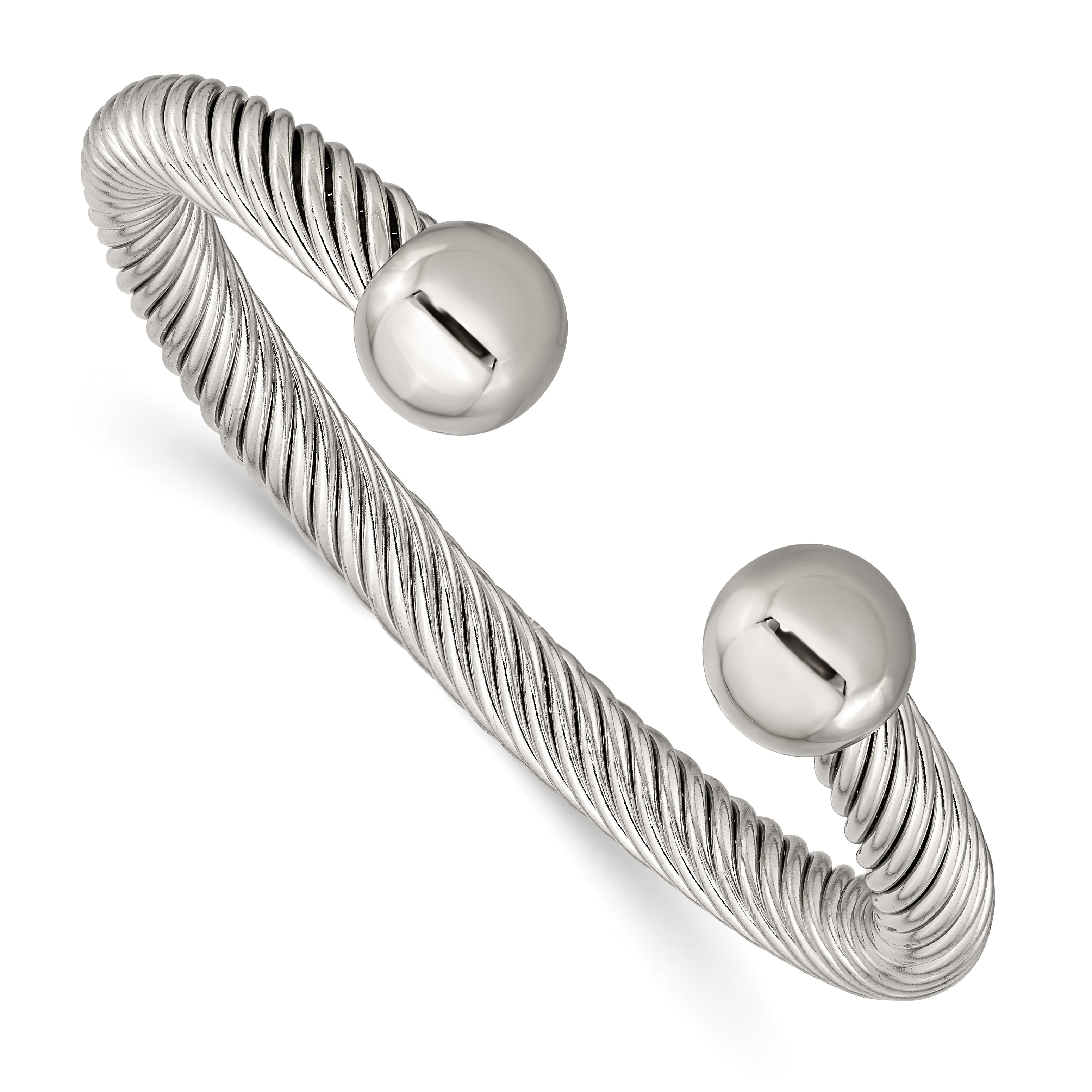 Chisel Stainless Steel Polished 7.3mm Cuff Bangle
