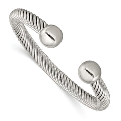 Chisel Stainless Steel Polished 7.3mm Cuff Bangle