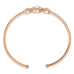 Chisel Stainless Steel Polished Rose IP-plated with Preciosa Crystal Flexible Cuff Bangle