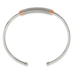Stainless Steel Polished Rose IP-plated Flexible Cuff Bangle