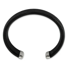 Chisel Stainless Steel Polished Black IP-plated Wire 18mm Cuff Bangle