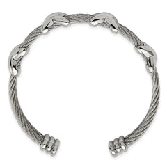 Chisel Stainless Steel Polished Cable X Design Cuff Bangle