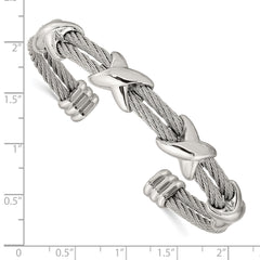 Chisel Stainless Steel Polished Cable X Design Cuff Bangle