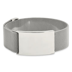 Chisel Stainless Steel Polished Mesh Adjustable ID Bracelet - Up to 9.25
