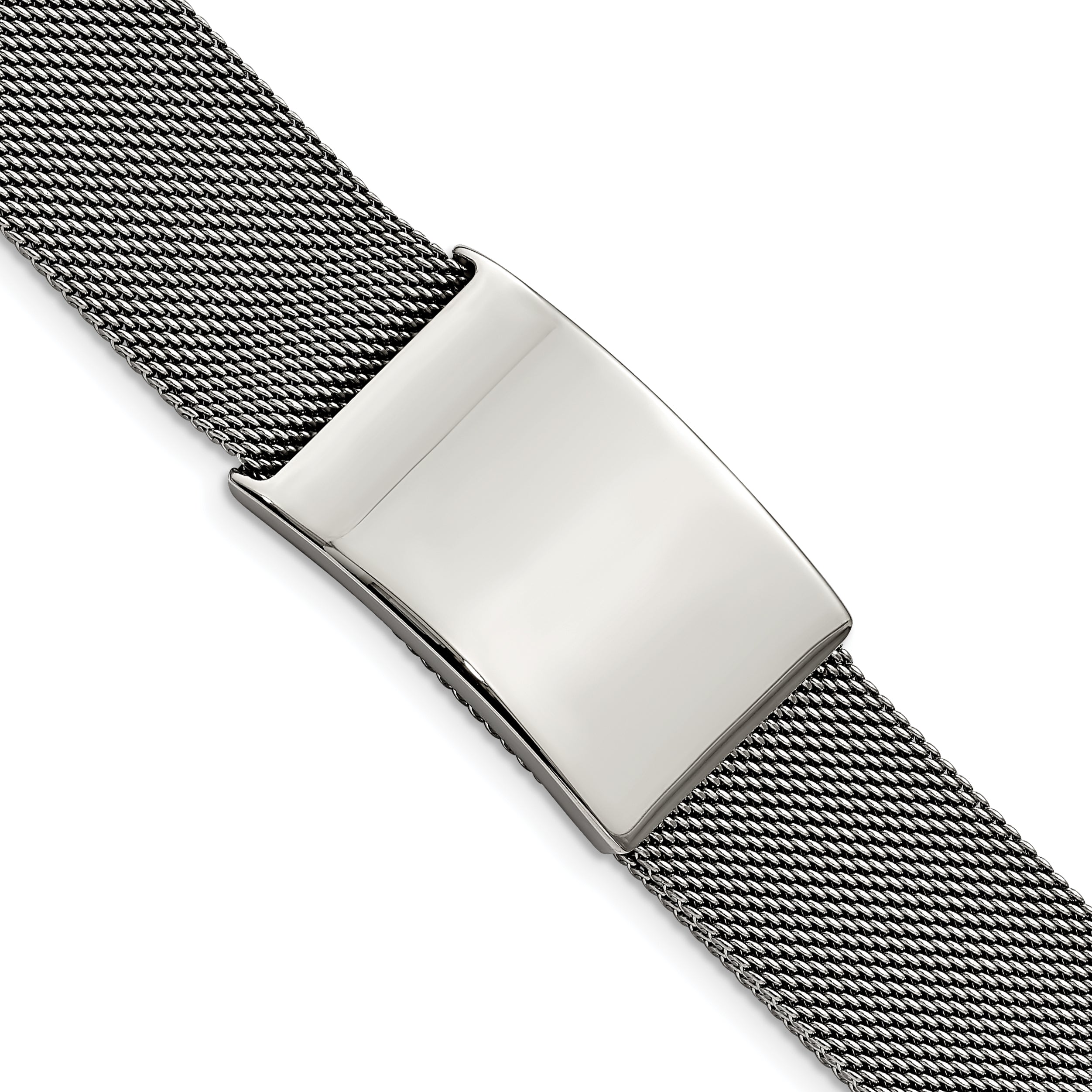 Chisel Stainless Steel Polished Mesh Adjustable ID Bracelet