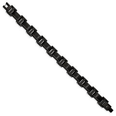Chisel Stainless Steel Brushed and Polished Black IP-plated 8.25 inch Link Bracelet