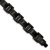 Chisel Stainless Steel Brushed and Polished Black IP-plated 8.25 inch Link Bracelet