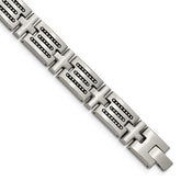 Chisel Stainless Steel Brushed with Polished Beads Inlay 8.5 inch Link Bracelet