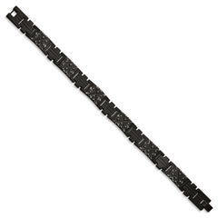Chisel Stainless Steel Antiqued and Brushed Black IP-plated 9.25 inch Link Bracelet