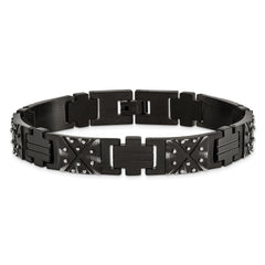 Chisel Stainless Steel Antiqued and Brushed Black IP-plated 9.25 inch Link Bracelet