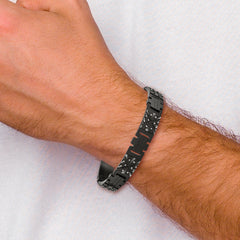 Chisel Stainless Steel Antiqued and Brushed Black IP-plated 9.25 inch Link Bracelet