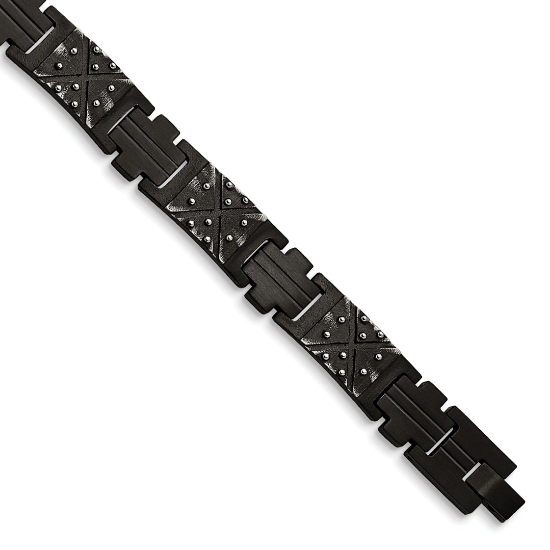 Chisel Stainless Steel Antiqued and Brushed Black IP-plated 9.25 inch Link Bracelet