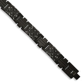 Chisel Stainless Steel Antiqued and Brushed Black IP-plated 9.25 inch Link Bracelet