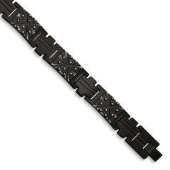 Chisel Stainless Steel Antiqued and Brushed Black IP-plated 9.25 inch Link Bracelet