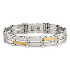 Chisel Stainless Steel with 14k Gold Accent Brushed and Polished 8.5 inch Link Bracelet