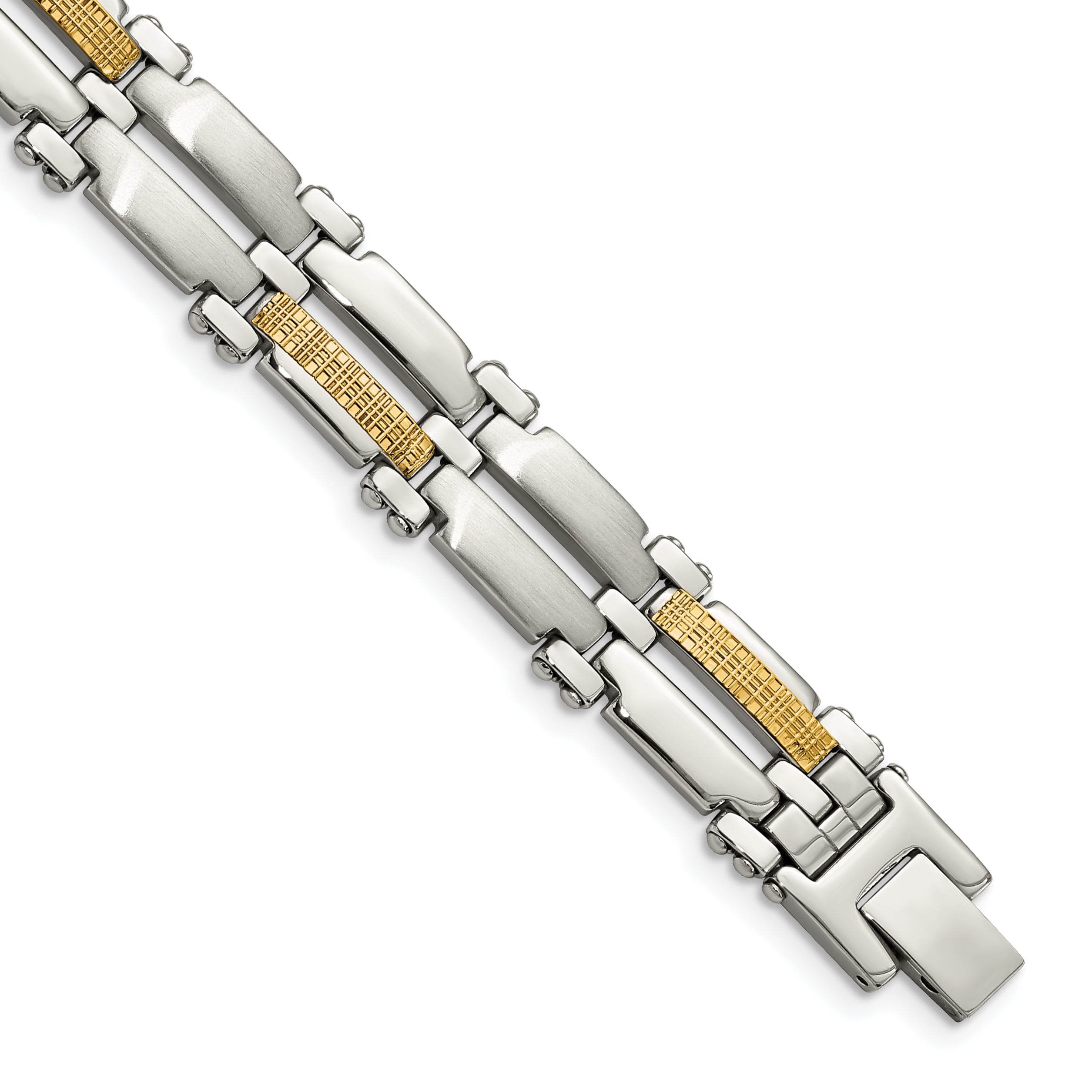 Chisel Stainless Steel with 14k Gold Accent Brushed and Polished 8.5 inch Link Bracelet