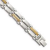 Chisel Stainless Steel with 14k Gold Accent Brushed and Polished 8.5 inch Link Bracelet