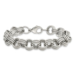 Chisel Stainless Steel Polished and Textured 7.75 inch Multi Link Bracelet