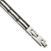 Chisel Stainless Steel Polished and Textured Black IP-plated 8.25 inch Link Bracelet