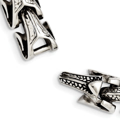Chisel Stainless Steel Antiqued and Polished 8.5 inch Dragon Scale Link Bracelet
