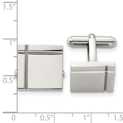Stainless Steel Polished Square Cufflinks with Engravable Gift-Ready Design