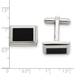 Stainless Steel Black IP-Plated Polished Rectangle Cufflinks Gift Boxed