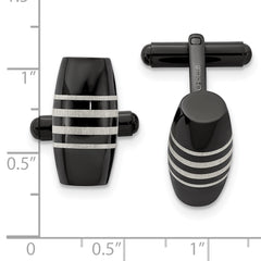 Stainless Steel Black IP-Plated Cufflinks with Polished Finish Gift Ready Elegance