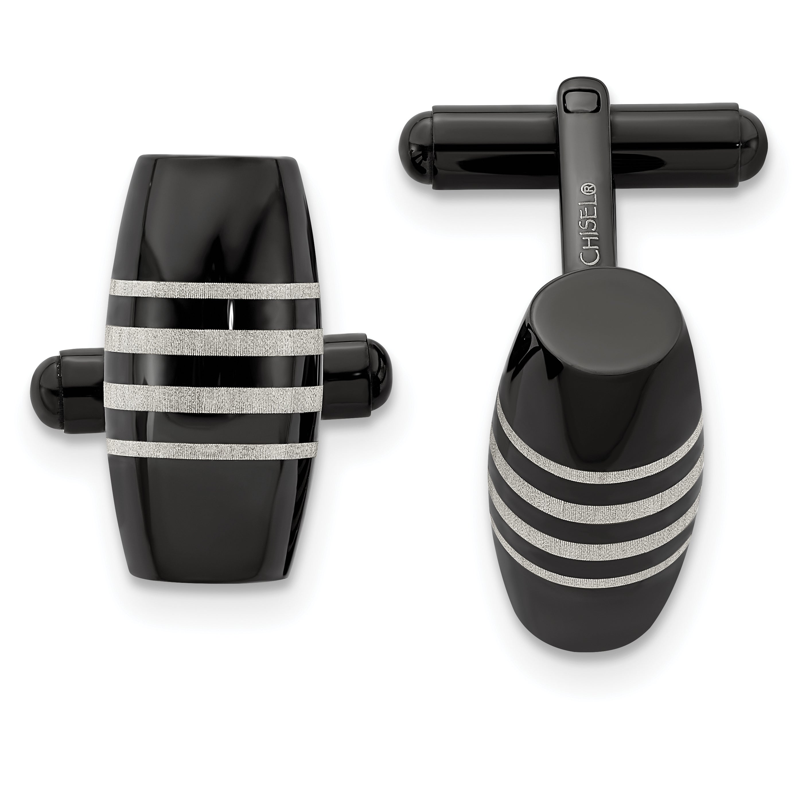 Chisel Stainless Steel Polished Black IP-plated Cufflinks