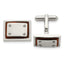 Chisel Stainless Steel Polished Koa Wood Inlay Rectangle Cufflinks