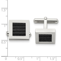 Chisel Men's Polished Stainless Steel Black IP-Plated Square Cufflinks Gift-Ready