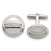 Stainless Steel Polished with CZ Circle Cufflinks