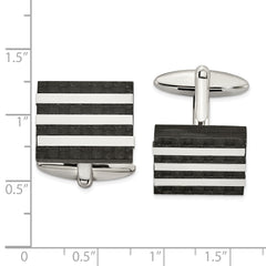 Stainless Steel Carbon Fiber Cufflinks with Polished & Brushed Finish