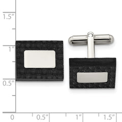 Stainless Steel Carbon Fiber Men's Cufflinks with Polished Finish, Engravable Elegant Design