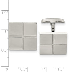 Chisel Stainless Steel Square Cufflinks with Polished and Brushed Finish, Engravable and Gift-Ready