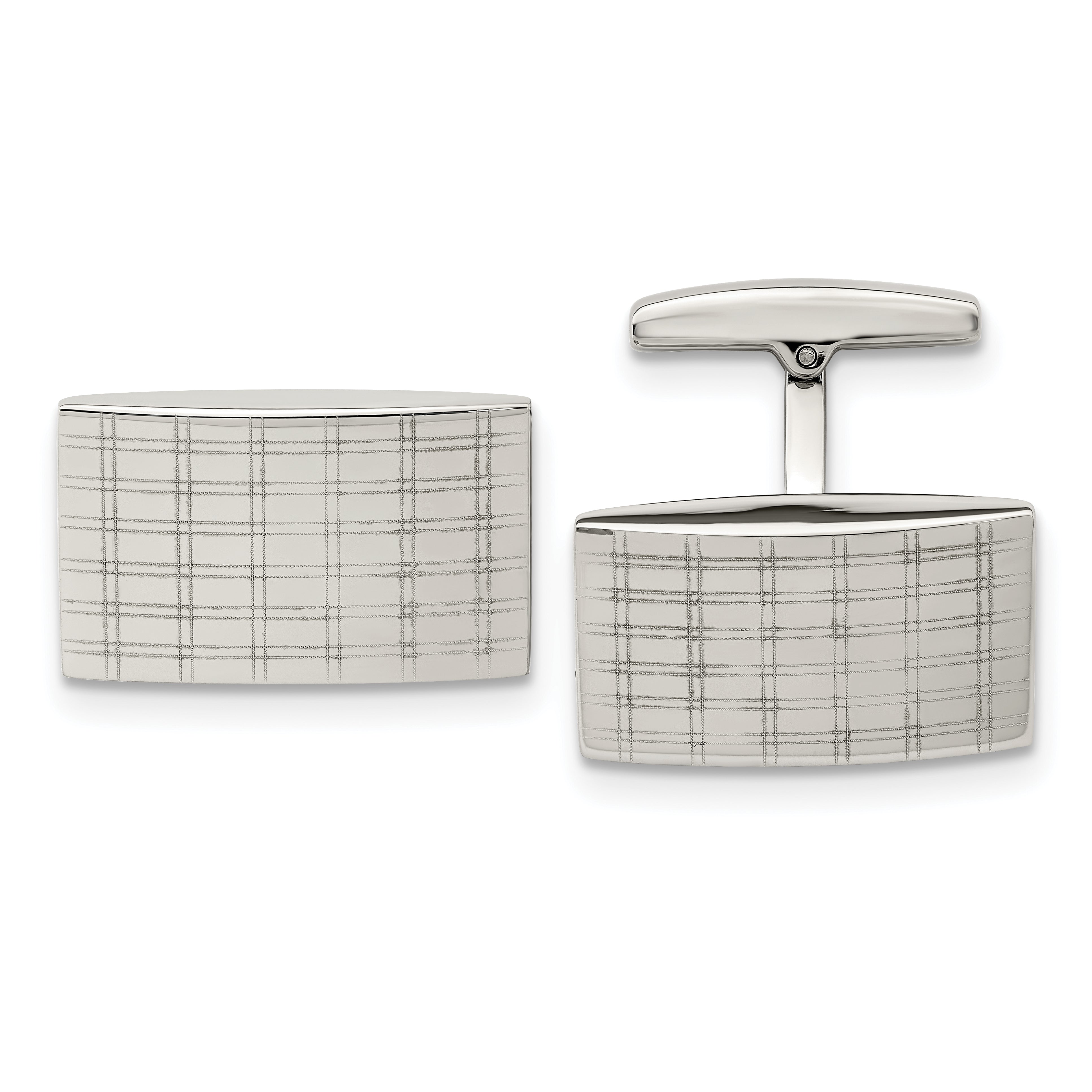 Chisel Stainless Steel Polished Laser Design Rectangle Cufflinks