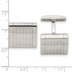 Stainless Steel Square Cufflinks with Polished Laser Design Modern Elegance