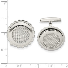 Stainless Steel Men's Polished and Textured Cufflinks Elegant Modern Design