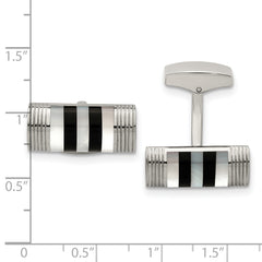 Stainless Steel Mother of Pearl and Onyx Cufflinks Polished Gift-Ready Luxury
