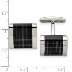 Stainless Steel Men's Cufflinks with Polished Black IP-Plating and Laser Design