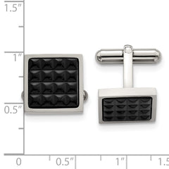 Stainless Steel Polished Black IP-Plated Men's Studded Cufflinks