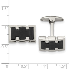 Men's Stainless Steel Black IP-Plated Cufflinks with Polished and Brushed Finish Modern Sophistication and Durability